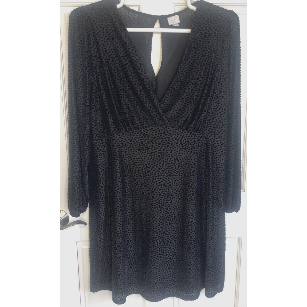 A New Day Women's Faux Wrap Burnout Velvet Dress Sz XXL Stretch Whimsigoth Boho